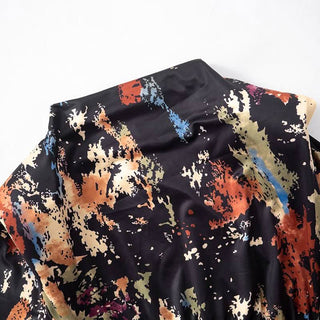 Long sleeve ruched tie dye print crewneck mini dress