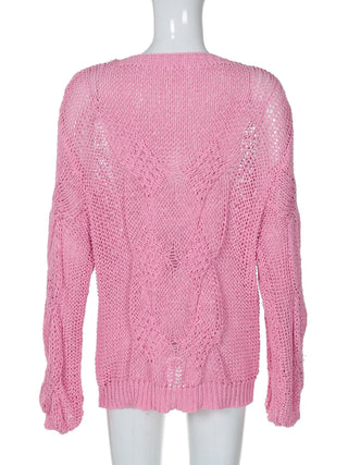 Long sleeve crewneck knitted solid top