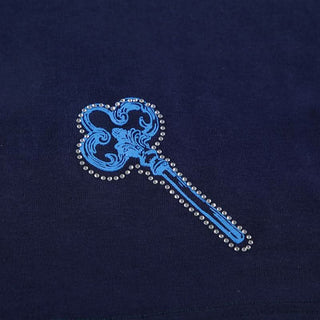 Long sleeve off shoulder beaded letter pattern top