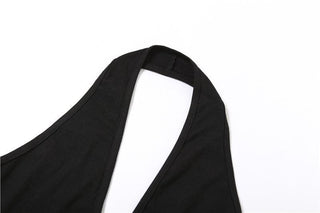 Hollow out halter backless solid cross front crop cut out top