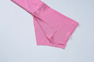 Long flared sleeve v neck ruffle slit mini skirt set