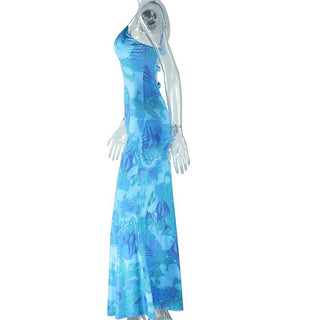 Sweetheart neck tie dye lace hem cami maxi dress