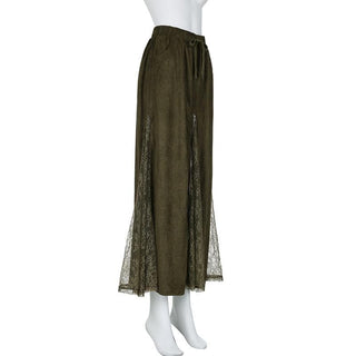Drawstring ruched zip-up lace patchwork maxi dress