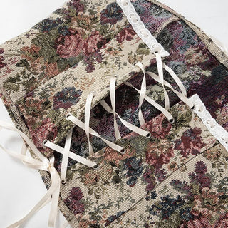 Lace hem bowknot ribbon textured lace up tube top