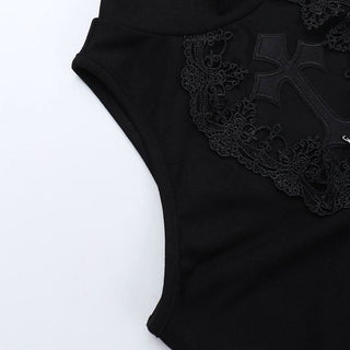 High neck ruched gloves cross pattern mini dress