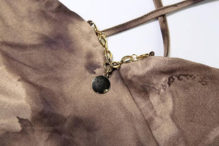 Tie dye metal chain cross front knotted cami top