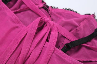 Lace mesh ruffle sweetheart neck cami pant set