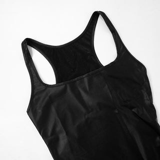 U neck PU leather tank top