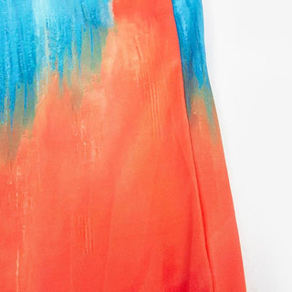 Long sleeve self tie backless contrast print midi dress