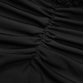 Ruffle hollow out ruched bowknot cami cut out midi dress