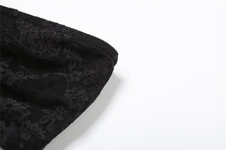 Lace ruched slit ruffle solid tube top