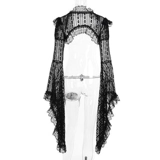 Long flared sleeve lace ruffle shrug top