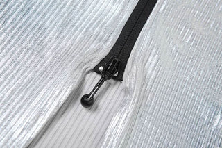 Metallic gloves zip-up tube top