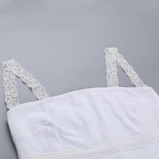 Lace hem backless solid cami top