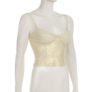 Metallic ruched backless cami top