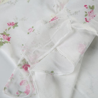 Lace hem bowknot ruched flower print cami top