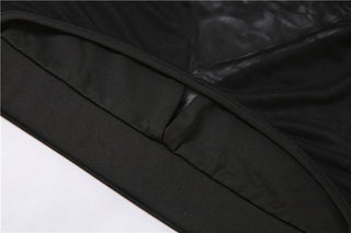 Crewneck hollow out mesh medium rise pant set