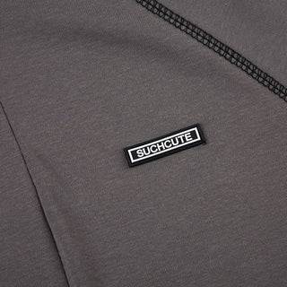 High neck long sleeve tag zip-up top