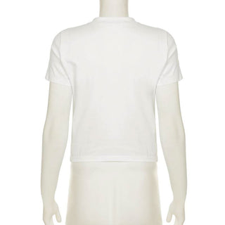 Short sleeve crewneck lips print top