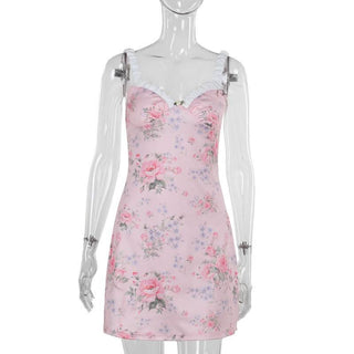 Sweetheart neck flower print cami mini dress