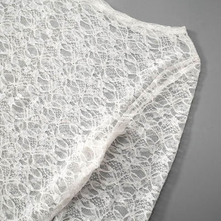 Irregular long sleeve lace see through solid top