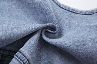 Denim square neck zip-up sleeveless tank top