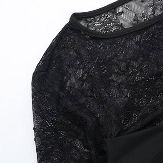 Crewneck long sleeve lace mini skirt set