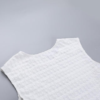 Crewneck textured letter print contrast top