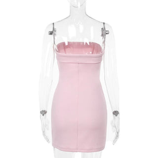 Pink corset backless tube mini dress