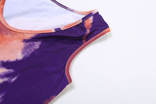 Crewneck sleeveless contrast mini dress