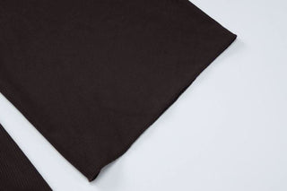 Long sleeve u neck ribbed solid maxi dress