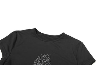 Short sleeve crewneck beaded top