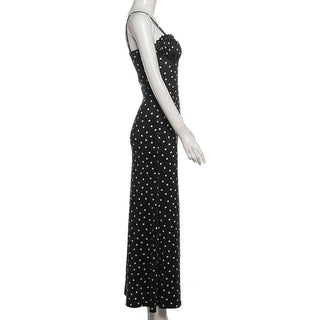 Polka dot ruched cami maxi dress
