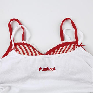 Plaid print bowknot contrast cami top