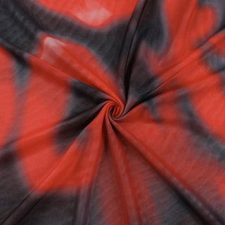 Cowl neck sheer mesh print spaghetti strap maxi dress