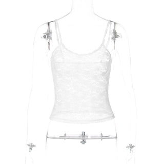 U neck see through lace backless cami top