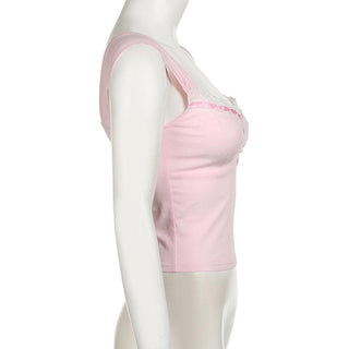 Lace hem ruched ribbon 2-way cami top