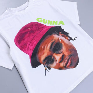 Graphic print short sleeve contrast crewneck top