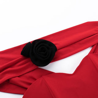 Off shoulder flower applique bustier top