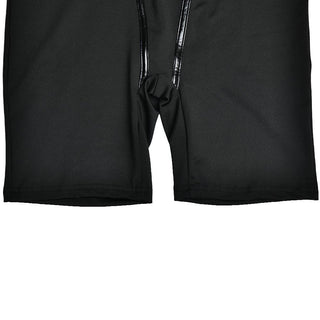 Short sleeve zip-up stitch high neck romper