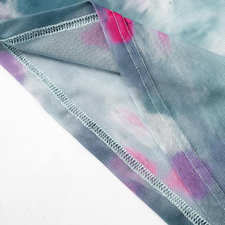 Long sleeve off shoulder tie dye ruffle sheer mesh top