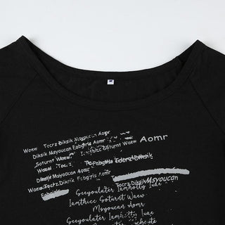 Short sleeve letter print irregular round neck top