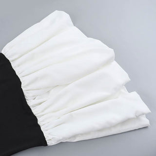 Long sleeve crewneck patchwork mini dress