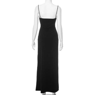 Hollow out high slit backless cami cut out maxi dress