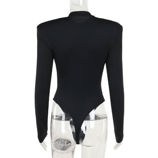 Crewneck long sleeve padded beaded bodysuit