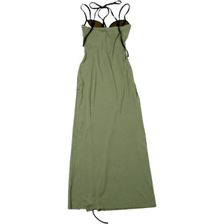 Halter contrast hollow out slit cami cut out midi dress