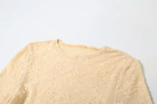 Long sleeve lace crewneck maxi dress