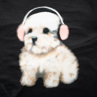 Long sleeve high neck fluffy dog pattern top
