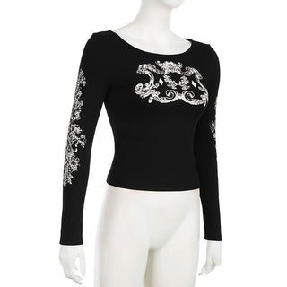 Long sleeve crewneck abstract top