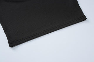 U neck beaded ribbed contrast tank top